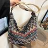 Large Capacity Ethnic Style Bag for Women New Knitted Fashion Crossbody Bag for Women Ins Handmade Single Shoulder Dumpling Bag