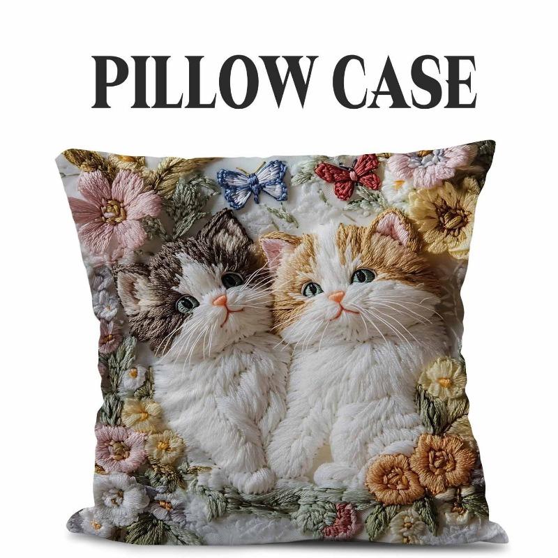 Fronha fofa com estampa de animal: Impressão plana 2D, bordado não real, sofá noturno almofada de sofá noturno