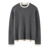 Women's Autumn/Winter Cashmere Double-Layer Patchwork Round Neck Loose Pullover Sweater
