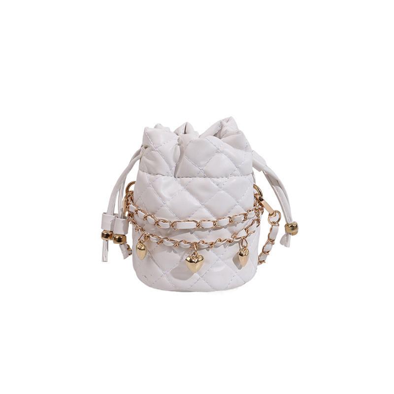 Wholesale Street Style Winter Trendy Bucket Women s Bag With Sophisticated Feel 2023 Rhombus Chain Single Shoulder Crossbody Bag белый