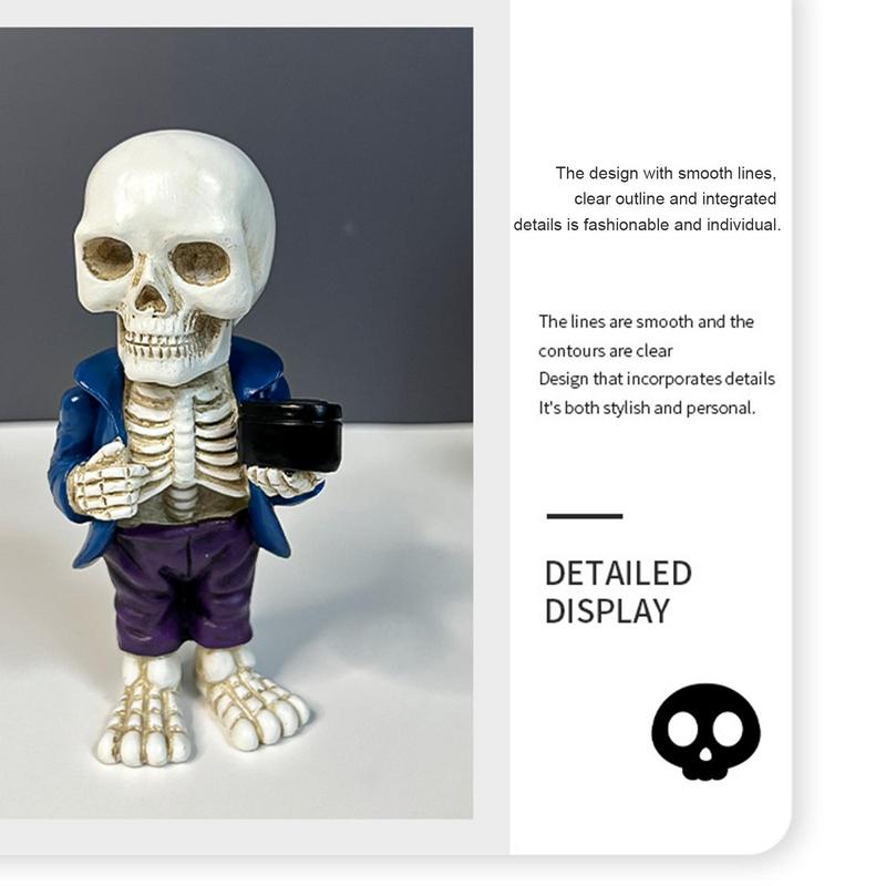 Miniature Skeleton Figurines Hand Carved Skeleton Doll With Sweatshirt Horror Figurines Skull For Household Desk Cupboard