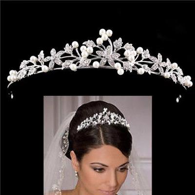 Bridal Alloy Flower Pearl Crown Hair Crown Wedding Party Hair Crown Accessories