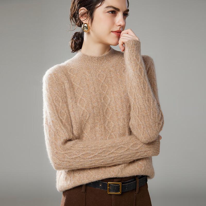 Fanzhen Women's Thickened Half-High Neck Cashmere Sweater