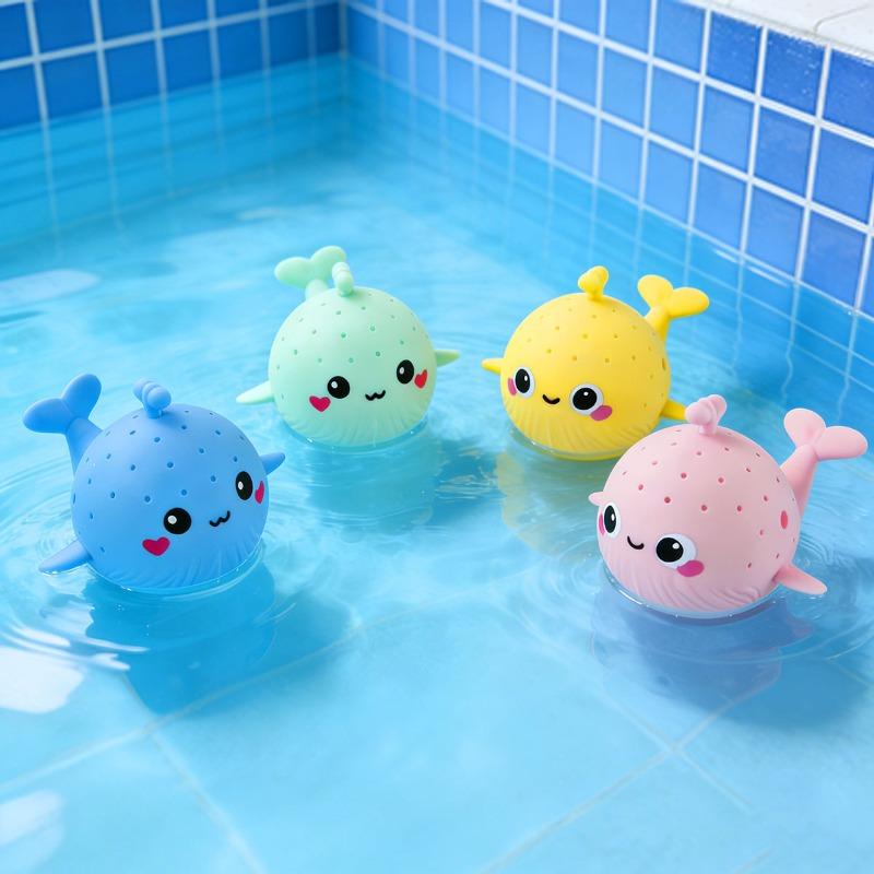 Cartoon Whale Shaped Bath Toy Lovely Water Playing Interactive Entertainment Gadget Cute Animal Design Cleaning Plaything