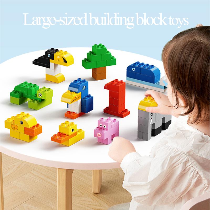 Big Blocks Bulk Building Blocks for Kids Toddlers Creative Gifts for Kids Compatible Duplo Animal Train Bricks Set Toys
