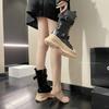 Modische Canvas Chunky Plateau Damenstiefel Herbst Winter Schnürung Reißverschluss Motorradstiefel Frau Dicke Sohle Rutschfest Stiefeletten