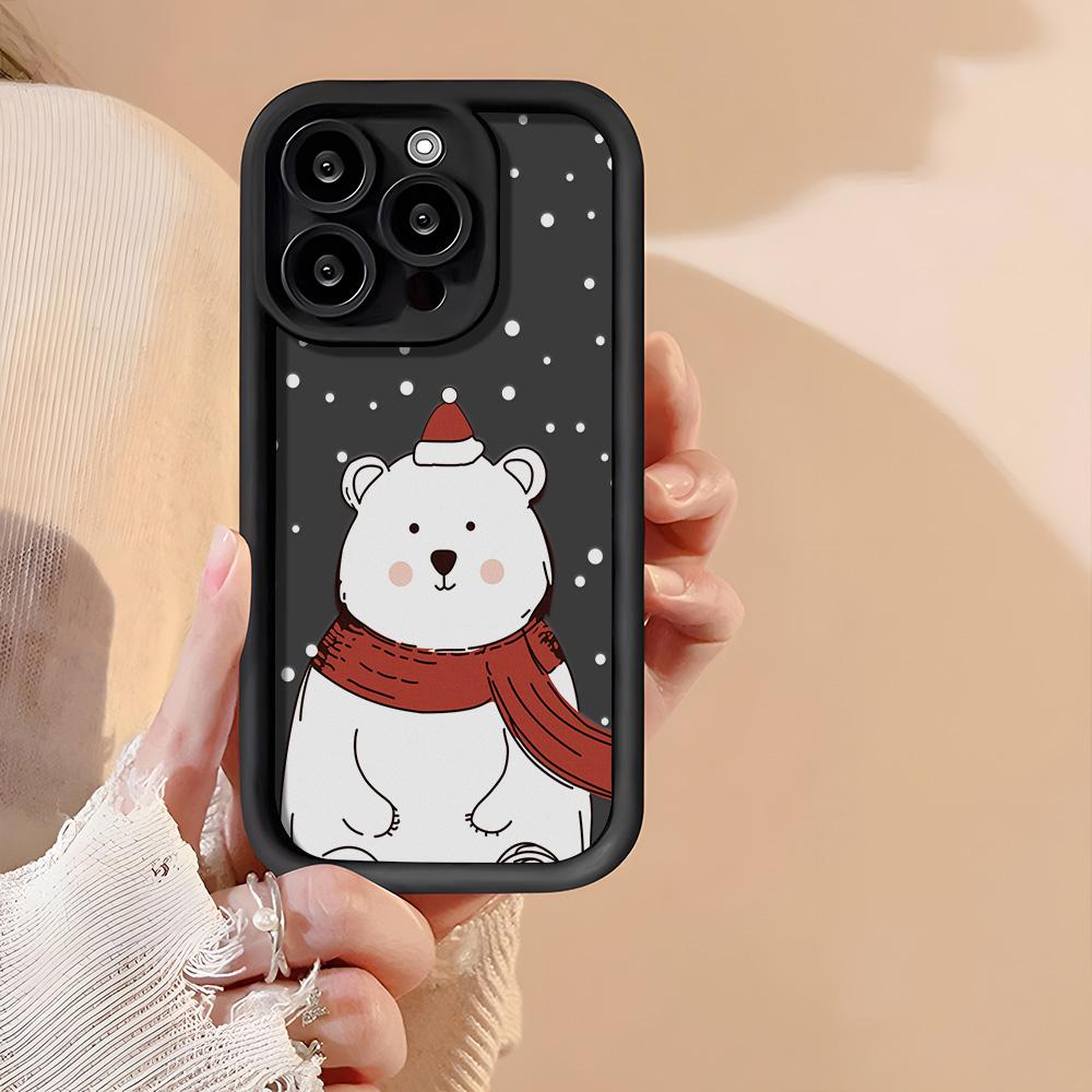 

Рождественский чехол для iPhone 11 13 12 14 15 16 Pro Max XR XS Samsung A15 A55 A05 Redmi 12 13C OPPO A16 A18 Reno 11 Vivo Y17S Y12 infinix note 40 Tecno Spark 30C 4G чёрный