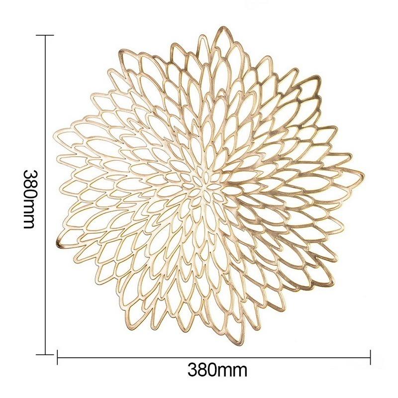 2Pcs  PVC Hollow Insulation Coaster Pads Table Bowl Mat Home Christmas Decor Heat Resistant Flower Shape Placemat for Dining Table