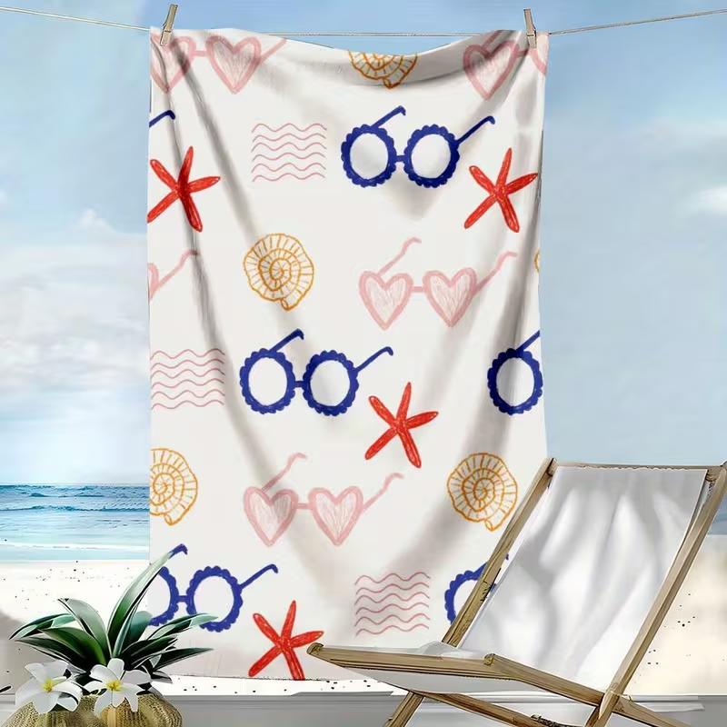 Cute Polka Dot Striped Print Beach Towel Quick Dry Sand-Free Absorbent Lightweight Towel for Summer Beach Swimming Travel
