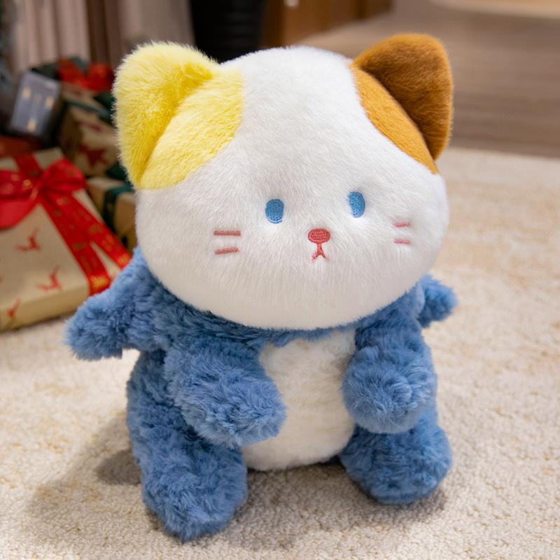 Kawaii Shark Cat Plush Toy Soft Stuffed Colorful Shark Hat Kitten Doll Kids Sleep Hug Pillow Home Decor Birthday Christmas Gift