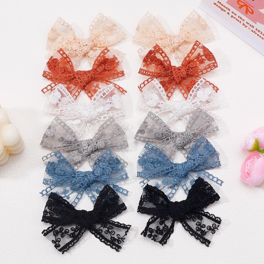 Fashion Baby Girls Hair Clips Handmade Bows Hairclips Lace Cutout Bowknot Hairpin Hair Accessories