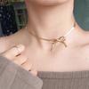 Gold-Plated Snake Bone Bow Choker Necklace - Fresh Design & Personality