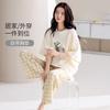Pure Cotton Pajamas Women's Summer Short-sleeved Trousers New Cartoon Can Be Worn Outside with Chest Pads Loungewear Set
