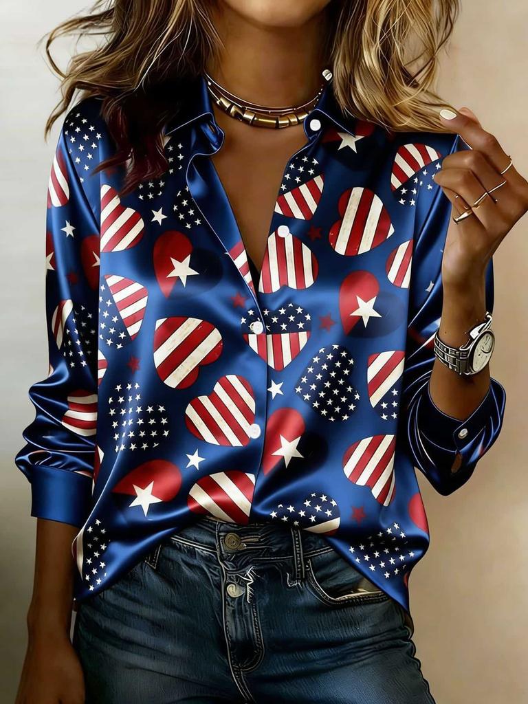 Camicia rétro a righe contrastanti in raso a maniche lunghe, camicia da pendolare temperamentale americana rétro, larga e sottile