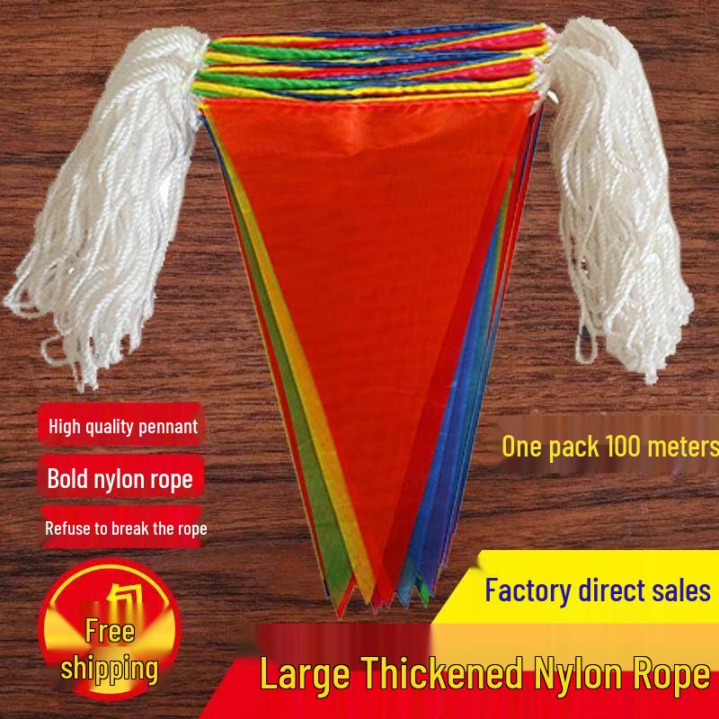 Triangular Warning Rope with Red & White Flags