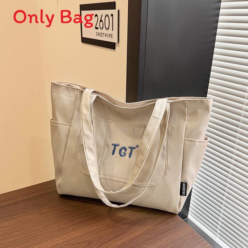 Nylon Student Tote Bag With Embroidered Letter Design For Casual Daily Use