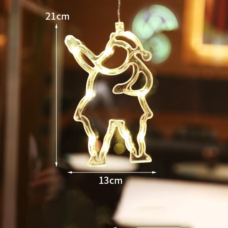 LED Christmas Lights String Santa Claus Snowman Window Suction Cup Lights Christmas Tree Holiday Decoration Colored Lights