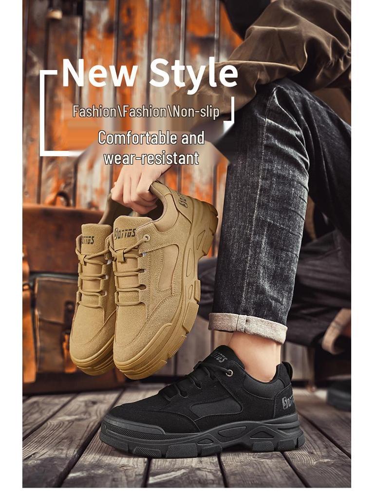Męskie oddychające buty robocze antypoślizgowe - Konstrukcja odporna na ścieranie i casualowy sportowy design skate