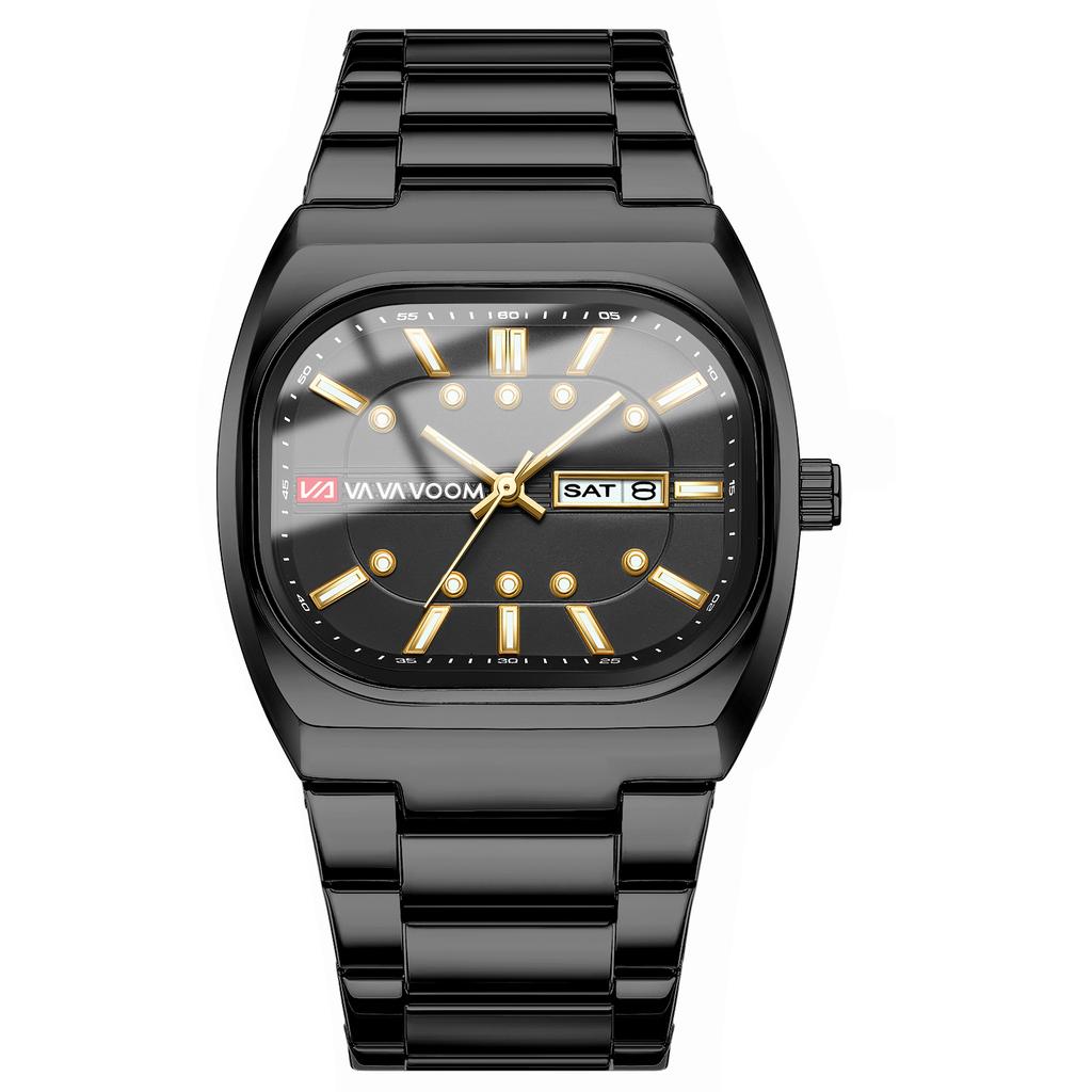 New Men Watches 40mm Square Quartz Movement Analog Diving Series Clock Black Stainless Steel Top Brand Watch for Men
