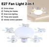 2-in-1 Foldable Ceiling Fan Light Bulb E27 Standard Base 3-Speed Adjustable Wind & 3-Color Dimming, Retractable Blades For I8P2