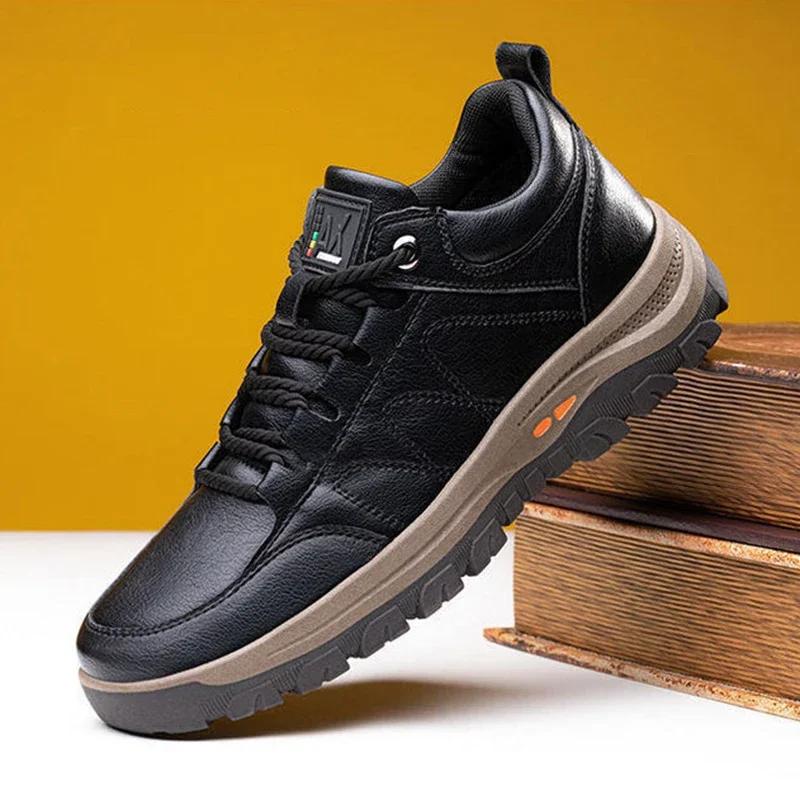 Brand Men Casual Leather Shoes Autumn Outdoor Man Driving Work Safety Boots Street Fashion Men Shoes Male Business Loafers Boots Comfortable Soft Sole