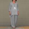 Fake Two-piece Cotton Linen White Set Women's Casual Irregular Top + Wide-leg Pants 2-piece Suit Loose Oversized Women Outfit