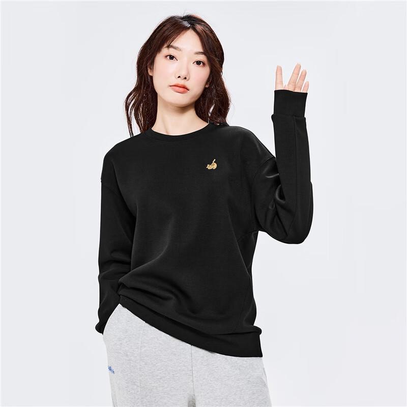 Giordano Women's Little Tiger Embroidered Loose Fit Round Neck Sweatshirt