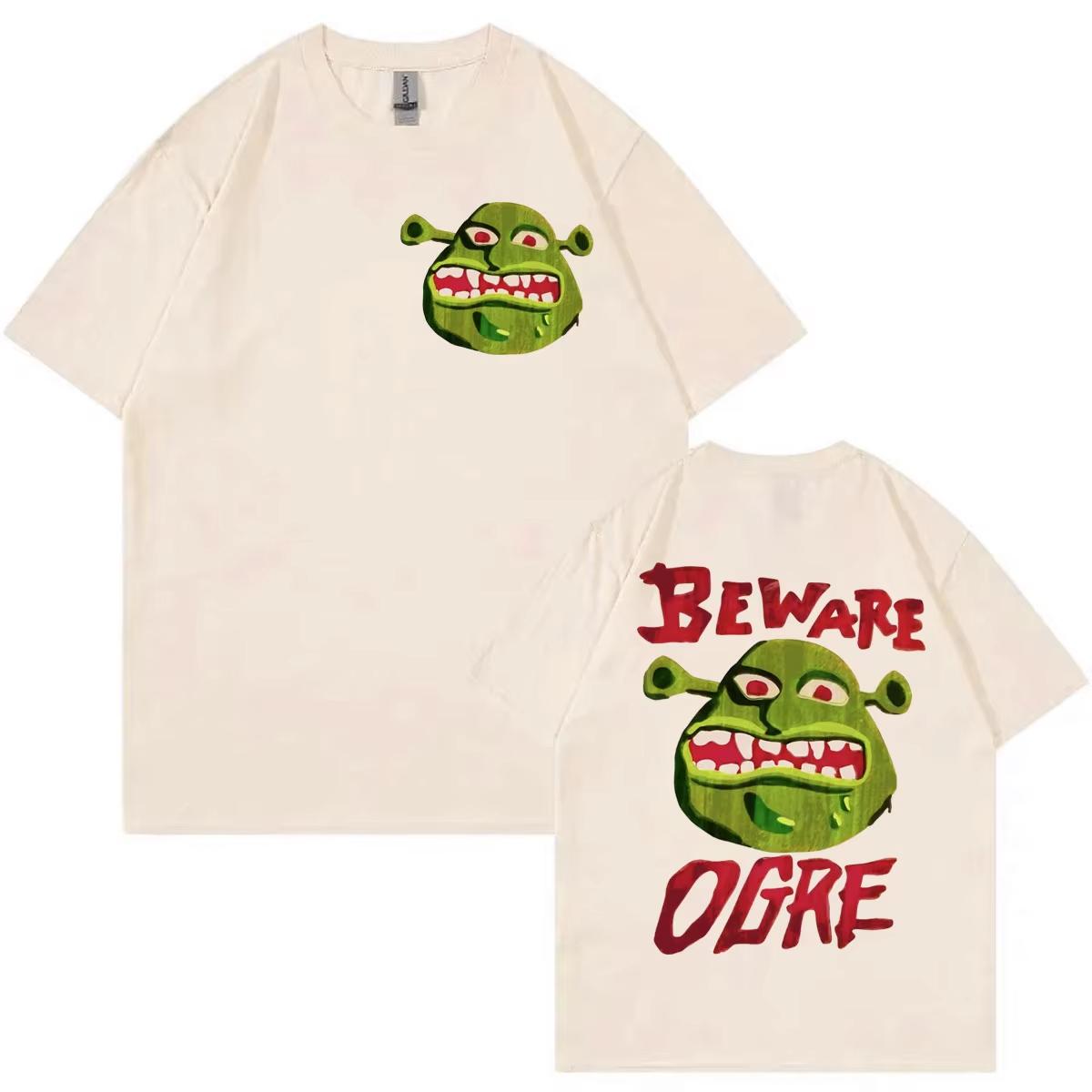 Camisetas Gráficas de Película Animada Vintage Shrek para Hombre Mujer Camiseta de Manga Corta Gótica Moda Casual Camisetas Oversize Streetwear S white