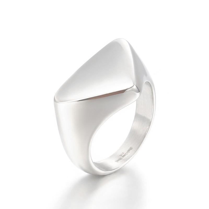 Stainless Steel Polished Thick Rings for Men Unisex Casual Triangular Pattern Female Anneaux Memorial Day Party Jewelry Gift