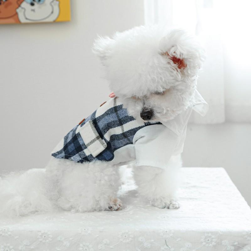 Pet Circle Dog Cat Winter Warm Blue Plaid Tuxedo Jacket Two-Legged Outfit Small Medium Large Breeds