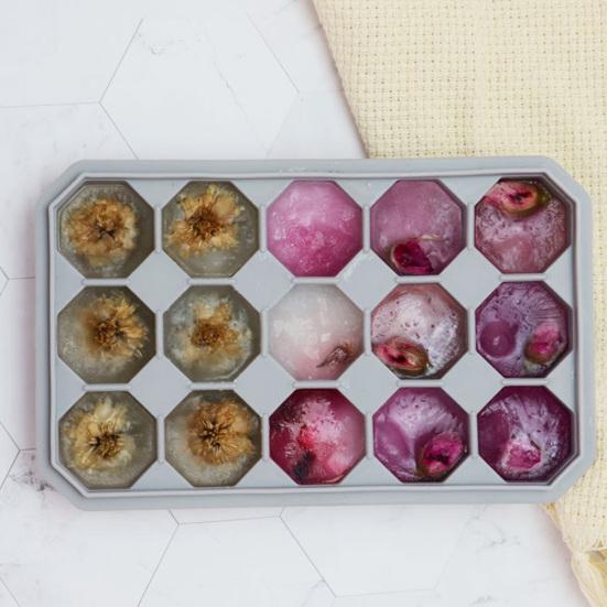 

Чистые продукты 15-полая ромбовидная форма силиконовая форма для лотка для кубиков льда Съемная крышка Кухонный инструмент