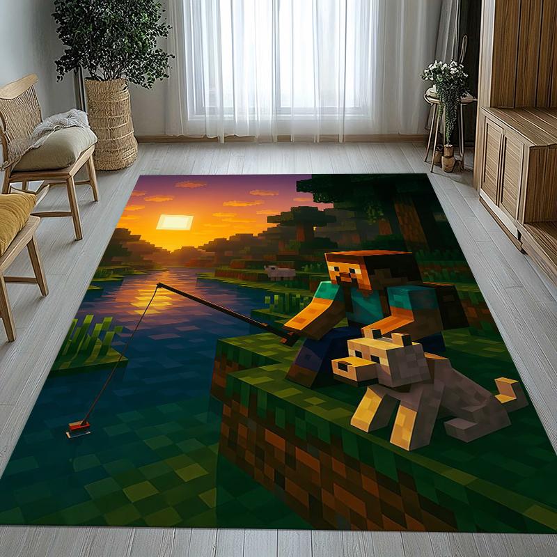 Classic M-Minecraft Pixel Game Living Room Non-Slip Area Rug Soft Carpet for Bedroom Kids Playroom Sofa,Home Decor Doormat Gift