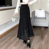 Fusta cu coadă de pește din dantelă pentru femei, cu talie înaltă, fustă subțire, cu șold, toamnă, primăvară, elegante, fuste lungi