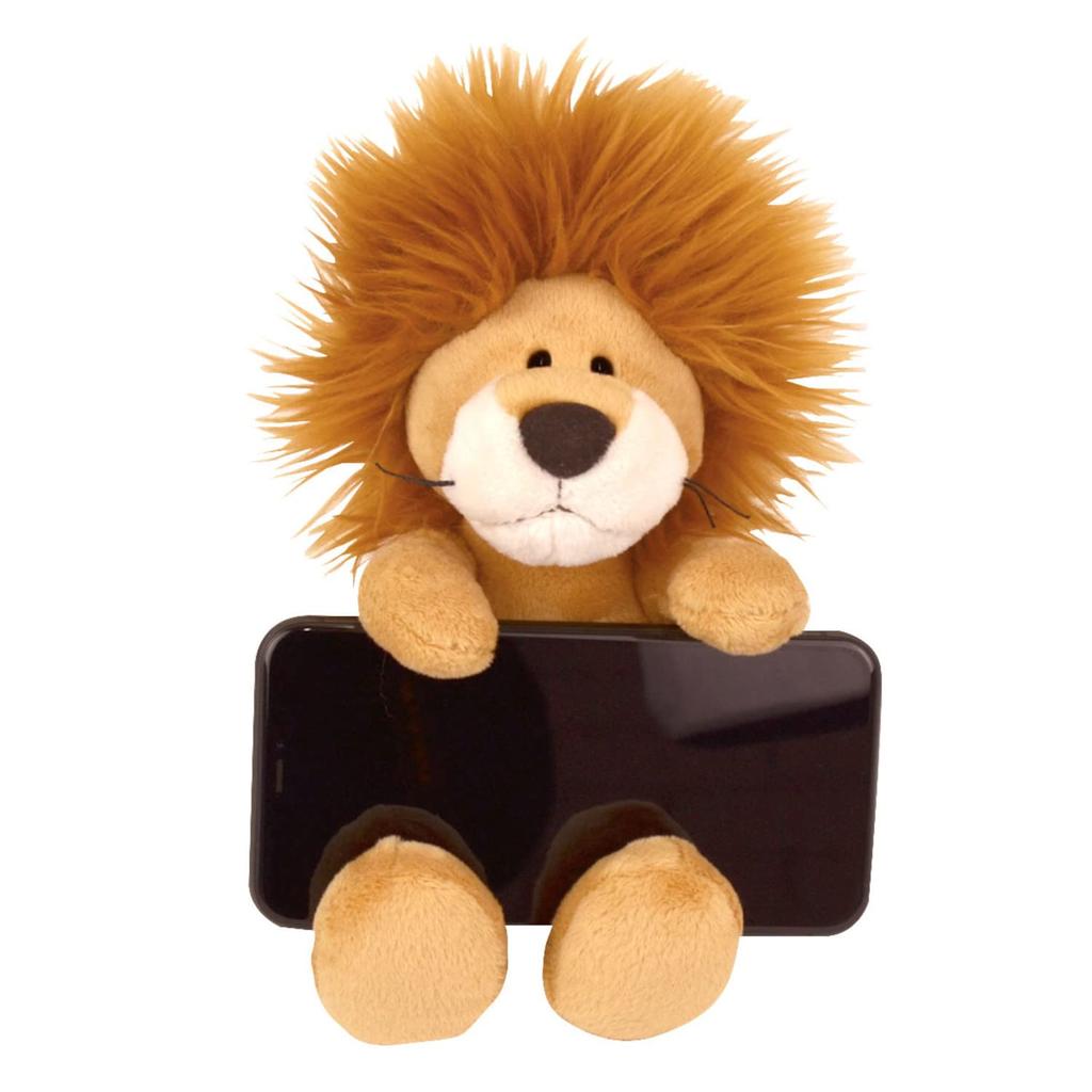 NICI Lion Mobile Plush W12xD19xH23cm Stand, German-made, Toy, Gift, Animal, Lion, Fluffy, Smartphone/Mobile Stand, Brown,
