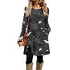 Women's Fashion Casual Printed Long Sleeve Round Neck Dress