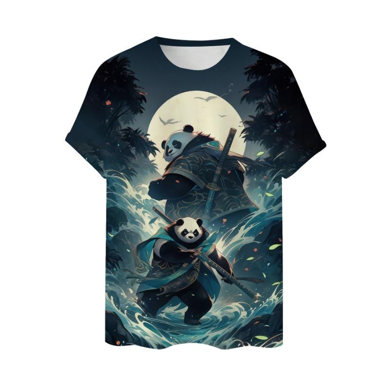 Men's Samurai Panda 3D Print T-shirt