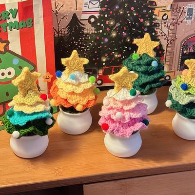 Hand Woven Christmas Tree Finished Crochet Ornaments Creative Christmas Gift for Women Christmas Decorations Navidad Supplies