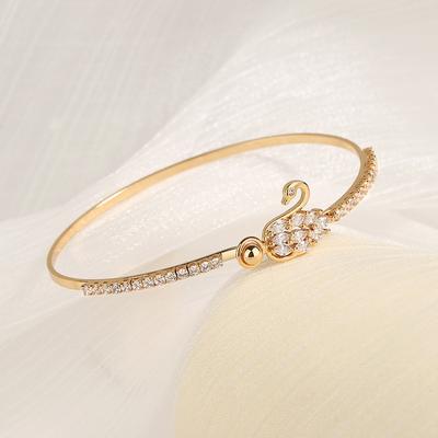 Live Fashion Inlaid Zircon Swan Bracelet for Women's Light Luxury Instagram Champagne Cute and Sweet Opening Girl Bracelet