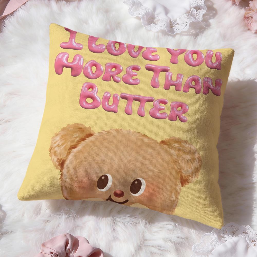 Anime B-Butter BearS Cushion Cover Premium Comfort Reversible Pillow Cove -Two In One Design for Any Room & Car Interior