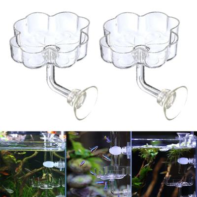 2 Easy-to-install Mini Acrylic Shrimp Feeders with Suction Cup.
