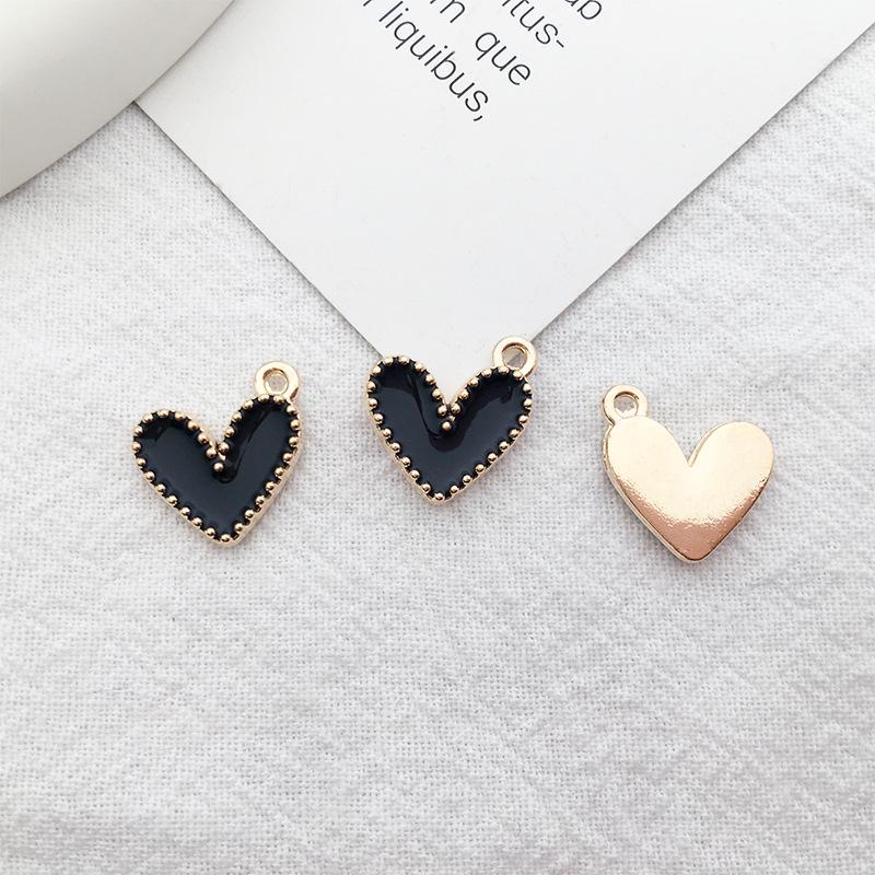 90 pezzi/confezione Ciondoli in Lega a Goccia d'Olio a Forma di Cuore per Gioielli Fai-da-Te Stile Coreano e Braccialetti in Oro K.