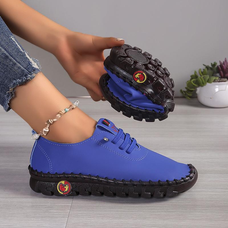 New Stitching Rubber Sole Single Shoes Women Soft Bottom Soft Leather Mom Shoes Large Size 35-45 Women's Shoes