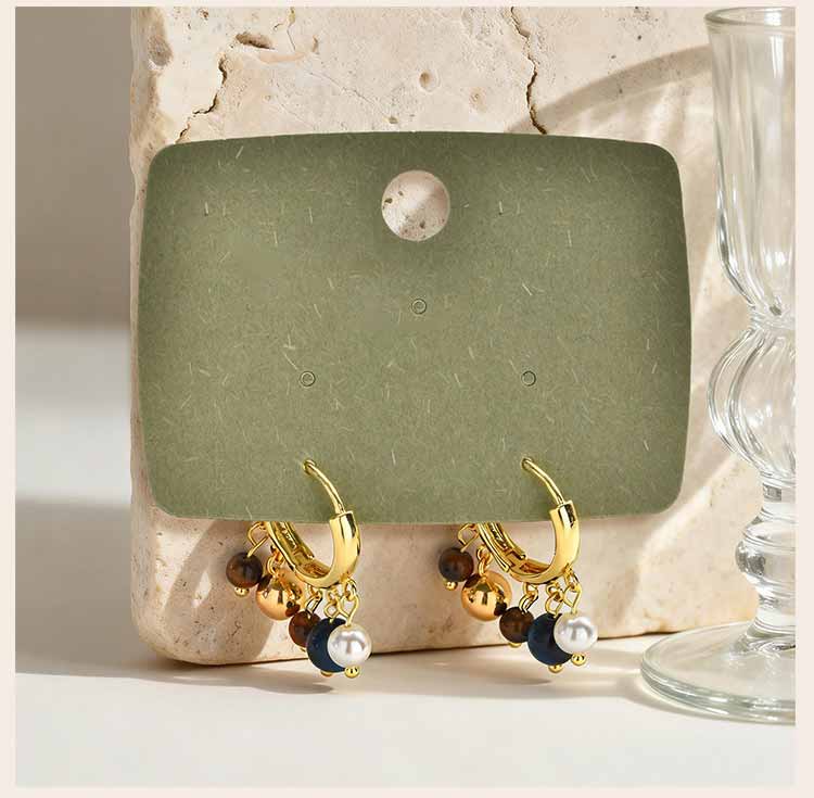 Hoop Earrings, Multi Gemstone Pendant Natural Stone Beads Pendant Bohemian Fashion Trendy Jewelry Ear Accessories for Women