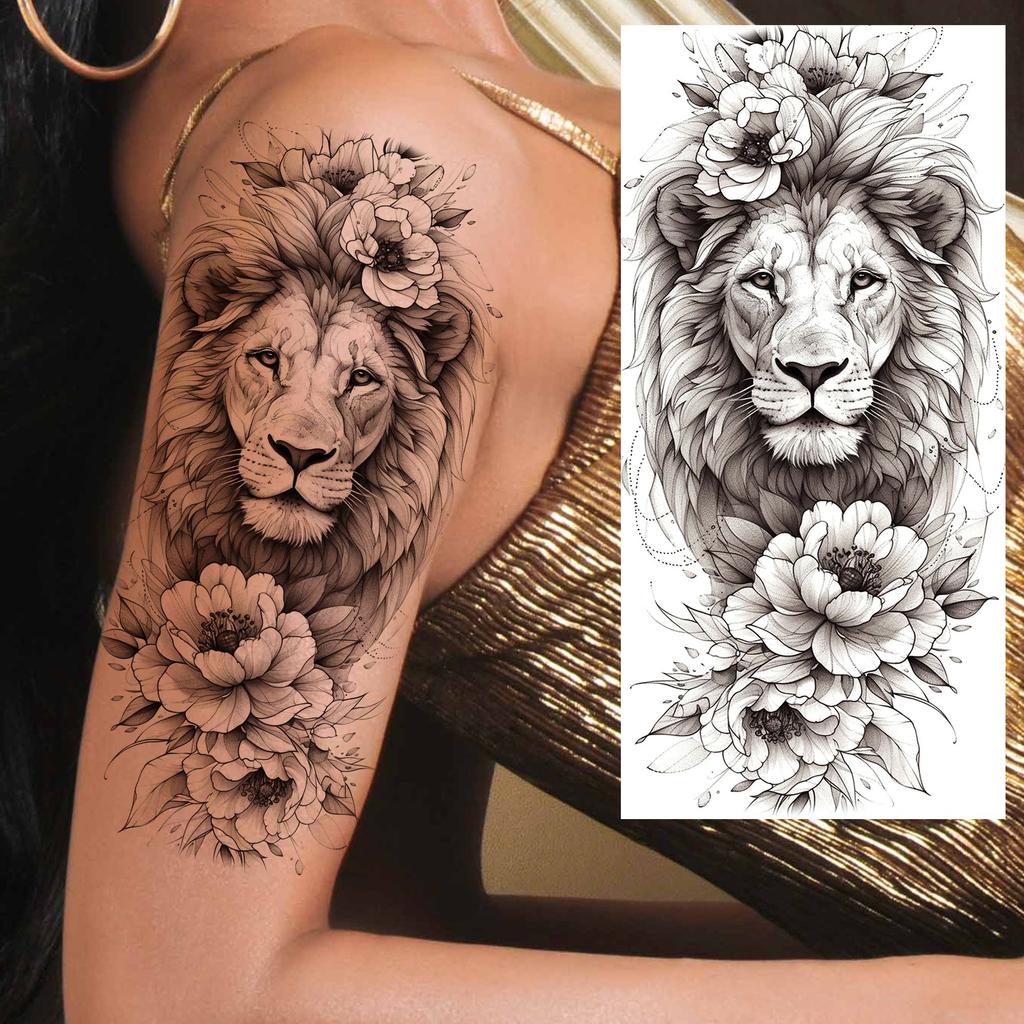1 Sheet Sketch Flower Animals Temporary Tattoos For Women Long Lasting Waterproof Elephant Turtle Fake Tattoo Body Art Stickers
