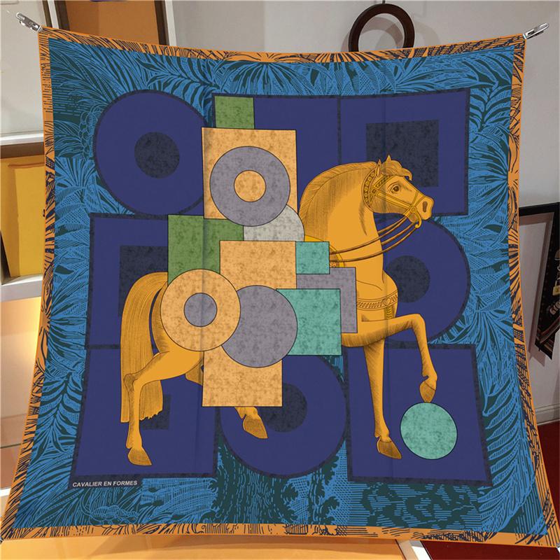 

Silk Scarf Women Foreast Horse Print Square Scarves Head Echarpes Silk Foulards Femme Wraps Beach Shawls Bandana Lady Hijabs 90CM x 90CM