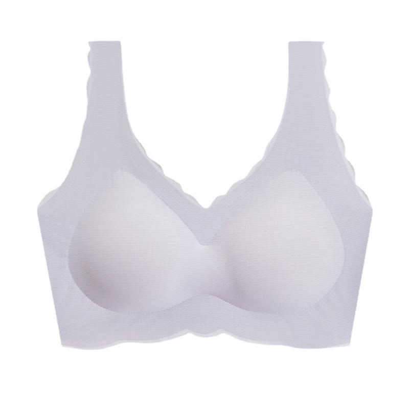 Wave Pattern U-shaped One Piece Underwear for Women Gathered with Jelly Glue Seamless Back and Steel Ring Bra