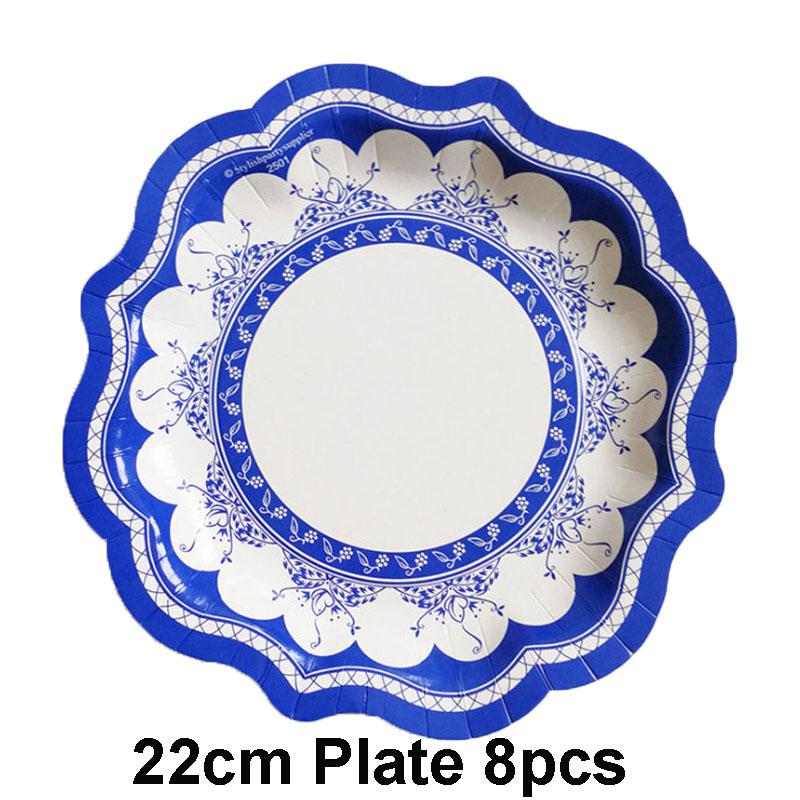 Chinese Style Blue and White Porcelain Paper Plates Cups Party Baby Shower Wedding Birthday Children Disposable Tableware Dish