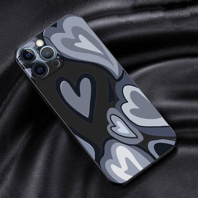 

Чехол с рисунком сердца любви для Apple Iphone 11 14 13 12 Pro 7 Xr X Xs Max 8 Plus 6 6s Se 2022 14pro Max, черный мягкий чехол для телефона iPhone XR