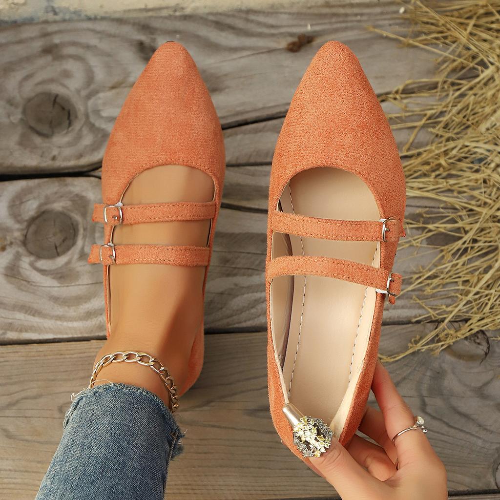Velvet Mary Jane Shoes Women Casual Streetwear Ballet Flats Pumps Female Solid Color Loafers for Office Ladies Working