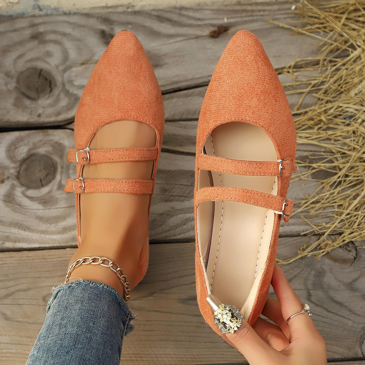 

Velvet Mary Jane Shoes Women Casual Streetwear Ballet Flats Pumps Female Solid Color Loafers for Office Ladies Working 42 помаранчевий